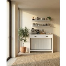 Kermet Home 110 cm Çok Amaçlı Beyaz Petek Üstü Kahve Köşesi Modern Tasarım 1 Parça