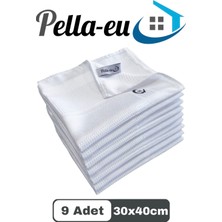 Pella-eu Mikrofiber Sihirli Cam Bezi Genel Temizlik Bezi Mutfak Banyo Yüzey 9 Adet Beyaz 30X40CM