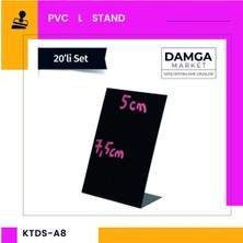 Damga Market Masaüstü Siyah Standı, A8 Pvc Kara Tahta, Silinebilir, Yeniden Yazılabilir Pvc-Dikey-20 Adet