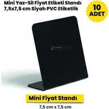 Damga Market 10 Adet Siyah Yaz-Sil Etiket Standı 7,5x7,5 cm Pvc Etiketlik Market Pastane Şarküteri