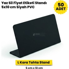 Damga Market 50 Adet Yaz Sil Etiket Standı 5X10 cm Siyah Pvc Market Şarküteri Manav Reyon Etiketliği
