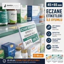 Damga Market Eczane Raf Önü Yapışkanlı Etiketlik, Eczane Raf Etiket Tutucu 45X65 mm Şeffaf Pvc 50 Adet