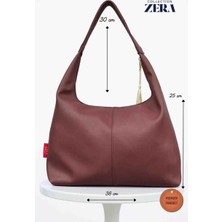 Zera Collection Şık ve Sağlam Ithal Deri Kadın El ve Omuz Çantası – Astarlı & Iç Cepli 40CM