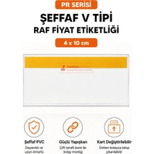 Damga Market Şeffaf Pvc Yapışkanlı V Tipi Raf Etiketlik 4 cm x 10 cm Market Raf Etiketi 50 Adet