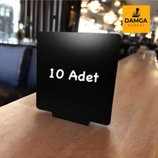 Damga Market Pvc Etiket Tutucu, Standlı Yazılıp Silinebilir Siyah Etiket Seti - 10 Adet