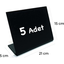 Damga Market Siyah Standı Pvc Kara Tahtalar, Silinebilir, Yeniden Yazılabilir Pvc'den,15 cm x 21 cm -5 Adet