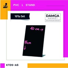 Damga Market Masaüstü Siyah Standı, A6 Pvc Kara Tahta, Silinebilir, Yeniden Yazılabilir Pvc-Dikey-10 Adet