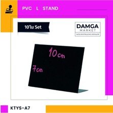 Damga Market Masaüstü Siyah Standı, A7 Pvc Kara Tahta, Silinebilir, Yeniden Yazılabilir Pvc-Yatay-10 Adet