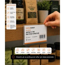 Damga Market Pvc Yapışkanlı V Tipi Raf Etiketlik 5 x 8 cm Şeffaf Raf Etiket Tutucu 50 Adet