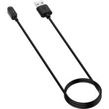 Schitec Huawei Honor Band 6 Uyumlu Manyetik USB Şarj Kablosu 1 Metre Siyah