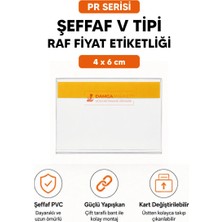 Damga Market Şeffaf Pvc Yapışkanlı V Tipi Raf Etiketlik 4 cm x 6 cm 500 Adet