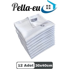 Pella-eu Mikrofiber Sihirli Cam Bezi Genel Temizlik Bezi Mutfak Banyo Yüzey 12 Adet Beyaz 30X40CM