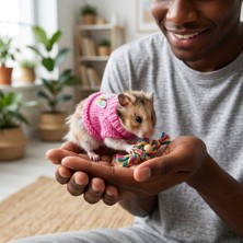 Lady Fify Hamster Için Kelebekli Pembe Kazak