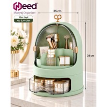 Need Oval Çift Kapaklı Çekmeceli Makyaj ve Kozmetik Organizeri – Mint Yeşil – ND-539-GRN