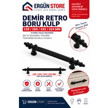 Ergün Store Retro , Boru Demir Dolap Çekmece Kulpu Siyah 128-160-192-224 mm 1  Adet Vida Dahil