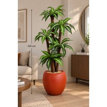 Erhan Flowers Yapay Ağaç 3 Gövdeli Cordyline 160 cm Yeşil-Sarı Turuncu Lale Saksıda