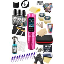 Valor Ava x 4.0 Stroke Pink Kablosuz Dövme Makinesi Seti - LED Ekran Dövme Makinesi Seti
