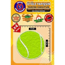Ütü ile Yapışan Arma Yama, Tenis Topu (4 Adet) Ütüyle Yapışan Nakış Dokuma Aplike Patch