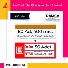 Damga Market Pvc Arkası Yapışkanlı Raf Önü Etiketliği + Silinebilir Eczane Karton Etiketi - 50'li Set