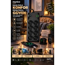 Munico 2 Adet 8'li Akım Korumalı Priz 2 Type-C 2 USB Çıkışlı Gaming Bilgisayar Ofis Çoklayıcı