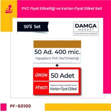 Damga Market Pvc Arkası Yapışkanlı Raf Önü Etiketliği+Silinebilir Karton Etiketi (6X10 cm 50'li Set)
