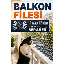 2,5x2 Metre Kedi ve Kuş Balkon Filesi – 12'li Kanca ve Dübel Montaj Setli