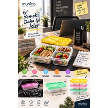 Munico 2 Adet Öğrenci Beslenme Kabı 3 Bölmeli Okul Yemek Kutusu Sandviç Meyve Atıştırmalık Kabı Ofis Kap