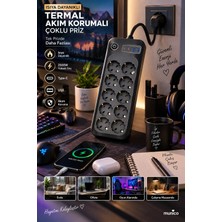 Munico 2 Adet Akım Korumalı Çoklayıcı Priz 8'li 2500W USB Type-C Ev Ofis Bilgisayar Için