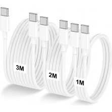 Schitec 3 Paket 6A 100W Type-C To Type-C Hızlı Data ve Süper Şarj Kablosu 1 Metre / 2 Metre / 3 Metre Beyaz SX102030