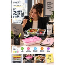 Munico 5 Adet Ofis Yemek Kabı 3 Bölmeli Öğle Yemeği Kutusu Pratik Porsiyonlu Beslenme Saklama Kabı