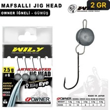 Wily Jig Head Mafsallı Owner Iğneli - Gümüş Rengi
