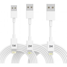 Schitec 3 Paket 3A 60W Usba To Lightning Hızlı Data ve Şarj Kablosu 1 Metre/ 2 Metre/ 3 Metre Beyaz