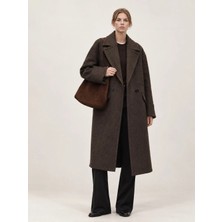 Serhane Oversize Balıksırtı Kahverengi Kaban