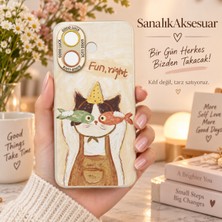 Sanalik Aksesuar Vivo V60 Lite Uyumlu Şanslı Pati Renkli Kedi Desenli Kamera Korumalı Telefon Kılıfı