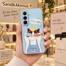 Sanalik Aksesuar Samsung S25 Fe Uyumlu Şanslı Pati Renkli Kedi Desenli Kamera Korumalı Telefon Kılıfı