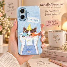 Sanalik Aksesuar Vivo V60 Lite Uyumlu Şanslı Pati Renkli Kedi Desenli Kamera Korumalı Telefon Kılıfı