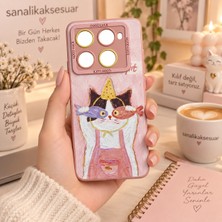 Sanalik Aksesuar Infinix Note 40 Pro Uyumlu Şanslı Pati Renkli Kedi Desenli Kamera Korumalı Telefon Kılıfı