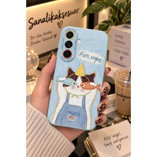 Sanalik Aksesuar Samsung A17 Uyumlu Şanslı Pati Renkli Kedi Desenli Kamera Korumalı Telefon Kılıfı