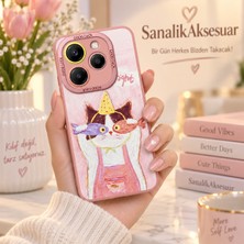 Sanalik Aksesuar Tecno Spark 20 Pro Uyumlu Şanslı Pati Renkli Kedi Desenli Kamera Korumalı Telefon Kılıfı