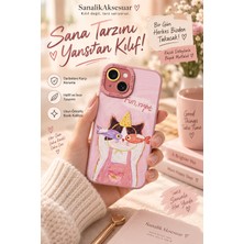 Sanalik Aksesuar Iphone 15 Uyumlu Şanslı Pati Renkli Kedi Desenli Kamera Korumalı Telefon Kılıfı