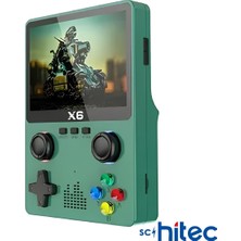 Schitec X6 3. 5inç IPS Ekran Taşınabilir Retro El Atari Oyun Konsolu 10000 Oyunlu Tv Bağlanan 32GB Yeşil
