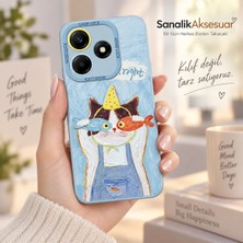 Sanalik Aksesuar Tecno Spark 10 Uyumlu Şanslı Pati Renkli Kedi Desenli Kamera Korumalı Telefon Kılıfı