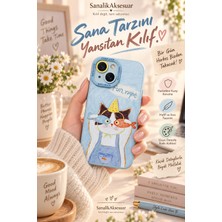 Sanalik Aksesuar Iphone 14 Uyumlu Şanslı Pati Renkli Kedi Desenli Kamera Korumalı Telefon Kılıfı