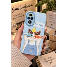 Sanalik Aksesuar Honor 200 Pro Uyumlu Şanslı Pati Renkli Kedi Desenli Kamera Korumalı Telefon Kılıfı