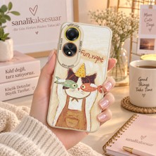 Sanalik Aksesuar Oppo A60 Uyumlu Şanslı Pati Renkli Kedi Desenli Kamera Korumalı Telefon Kılıfı