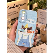 Sanalik Aksesuar Honor 90 Uyumlu Şanslı Pati Renkli Kedi Desenli Kamera Korumalı Telefon Kılıfı