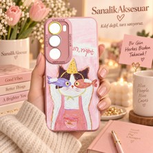Sanalik Aksesuar Vivo Y19S Uyumlu Şanslı Pati Renkli Kedi Desenli Kamera Korumalı Telefon Kılıfı
