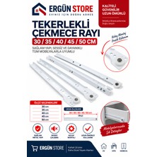 Ergün Store Klasik Kızaklı Dolap Çekmece Rayı Beyaz 30-35-40-45-50 cm Vida Dahil 4 Parça Takım