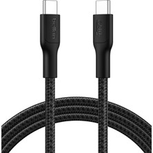 Store Eco Örgülü Usb-C - Usb-C Kablosu, 2 M, 240 W, Yumuşak, Esnek Hızlı Şarj Kablosu, iPhone 16, Galaxy S25, Pixel 9, Macbook, iPad Pro ve Daha Fazlası Için Tip-C Şarj Kablosu - Siyah (Usb 2.0)