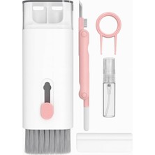Store 7'si 1 Arada Elektronik Temizleme Kiti, Klavye, Airpods Pro, Kulaklık, Laptop ve Telefon Için Fırçalı Temizleyici Set (Pembe)